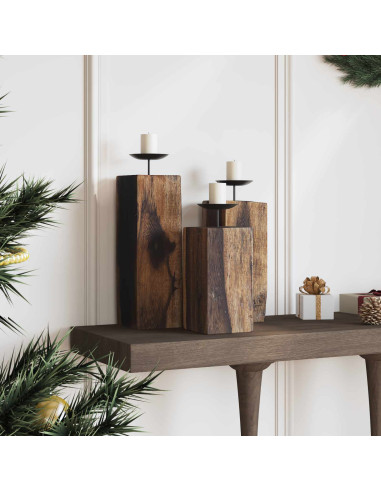 Candelabro 3 pcs Naturale Legno massello di recupero