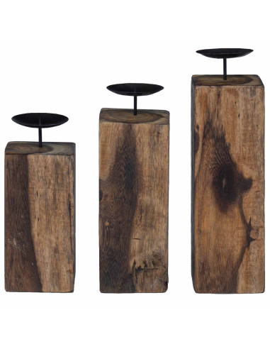 Candelabro 3 pcs Naturale Legno massello di recupero