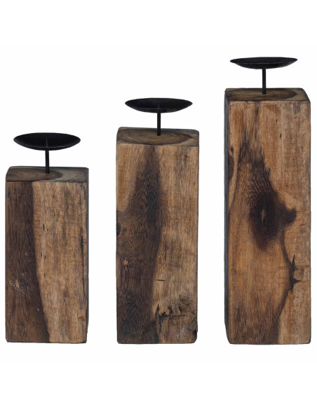 Candelabro 3 pcs Naturale Legno massello di recupero
