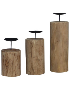 Candelabro 3 pcs Naturale Legno massello di teak 2