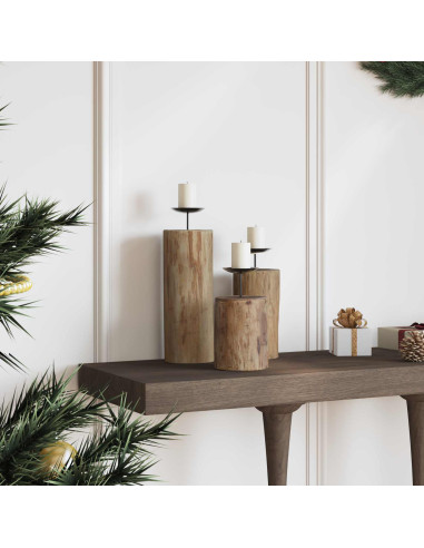 Candelabro 3 pcs Naturale Legno massello di teak
