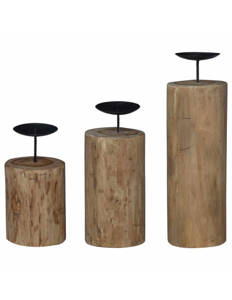 Candelabro 3 pcs Naturale Legno massello di teak
