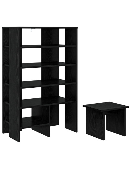 Mobile per scarpe 2 pcs Rovere Nero Legno multistrato