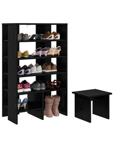 Mobile per scarpe 2 pcs Rovere Nero Legno multistrato