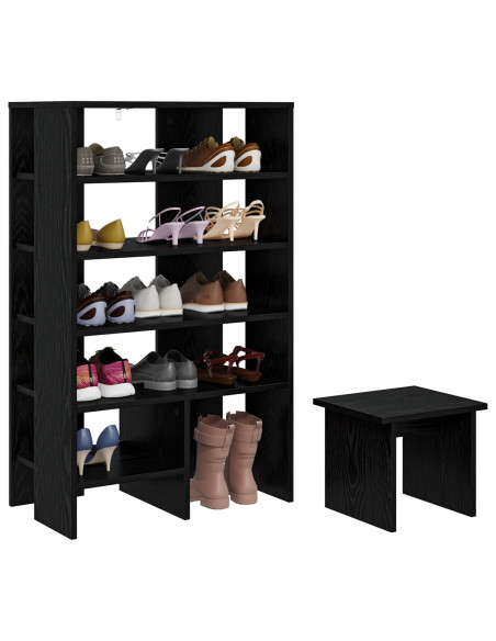 Mobile per scarpe 2 pcs Rovere Nero Legno multistrato