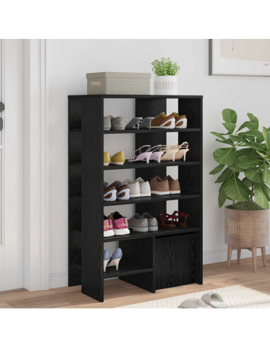 Mobile per scarpe 2 pcs Rovere Nero Legno multistrato