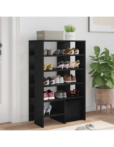 Mobile per scarpe 2 pcs Rovere Nero Legno multistrato