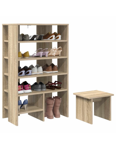Mobile per scarpe 2 pcs Rovere Sonoma Legno multistrato