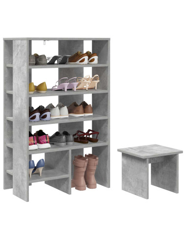 Mobile per scarpe 2 pcs Grigio cemento Legno multistrato