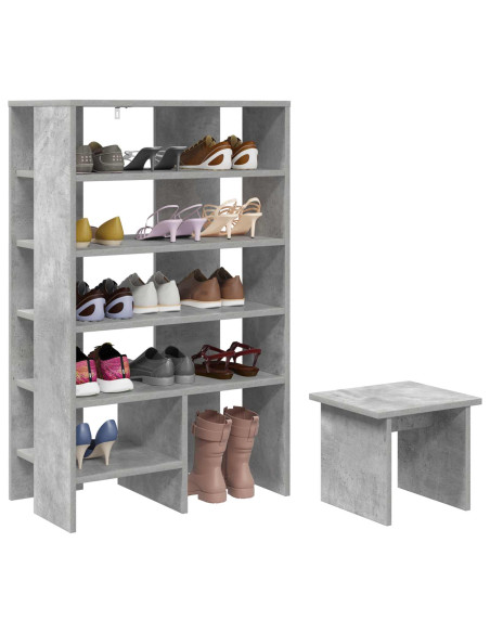 Mobile per scarpe 2 pcs Grigio cemento Legno multistrato