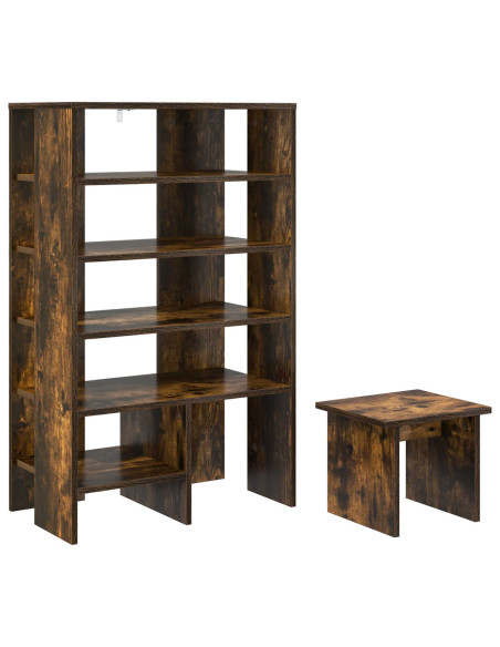 Mobile per scarpe 2 pcs Rovere fumé Legno multistrato