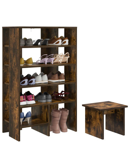 Mobile per scarpe 2 pcs Rovere fumé Legno multistrato