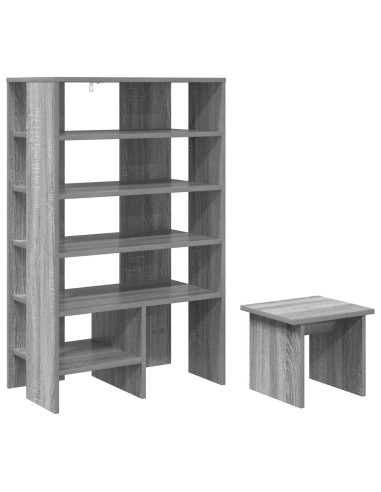 Mobile per scarpe 2 pcs Grigio Sonoma Legno multistrato