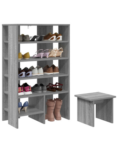 Mobile per scarpe 2 pcs Grigio Sonoma Legno multistrato