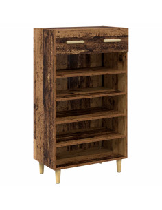 Mobile per scarpe con cassetto Legno vecchio 60 x 35 x 105 cm 2