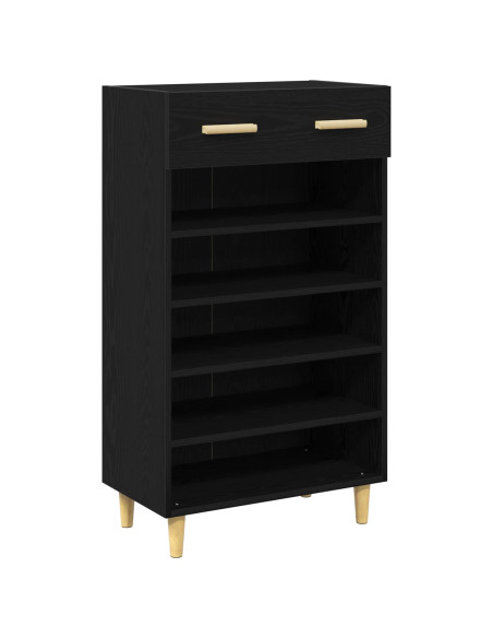 Mobile per scarpe con cassetto Rovere Nero 60 x 35 x 105 cm