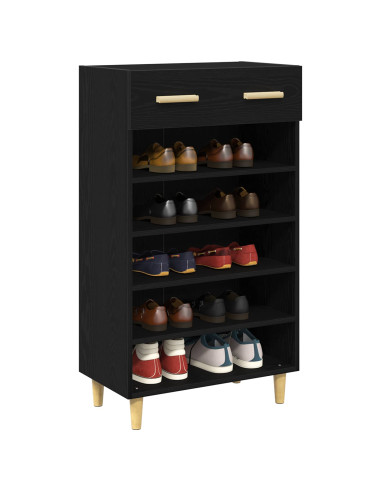 Mobile per scarpe con cassetto Rovere Nero 60 x 35 x 105 cm