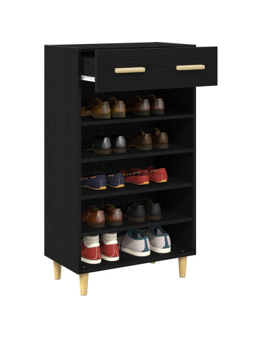 Mobile per scarpe con cassetto Rovere Nero 60 x 35 x 105 cm