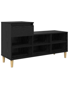 Mobile per scarpe con cassetto Rovere Nero 102 x 36 x 60 cm 2