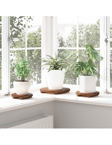 Sgabello per Piante 3 pcs Marrone Legno di Mogano