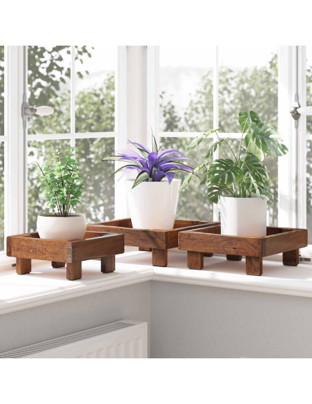 Supporto per piante 3 pcs Marrone Legno di Mogano