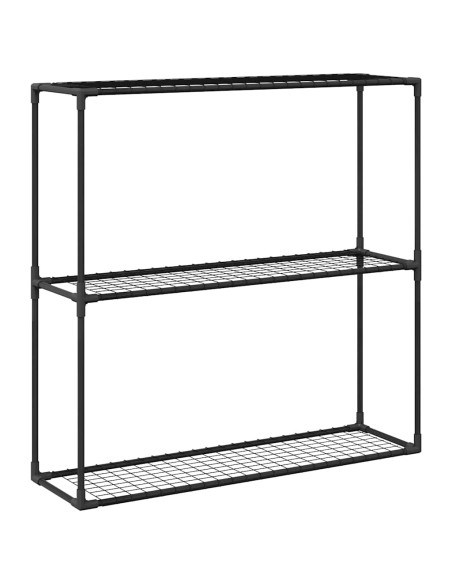 Supporto per piante a 3 livelli Nero 100 x 32 x 102 cm Acciaio