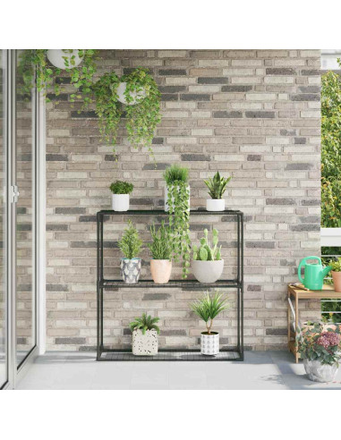 Supporto per piante a 3 livelli Nero 100 x 32 x 102 cm Acciaio