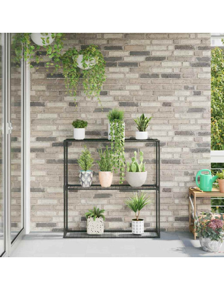 Supporto per piante a 3 livelli Nero 100 x 32 x 102 cm Acciaio