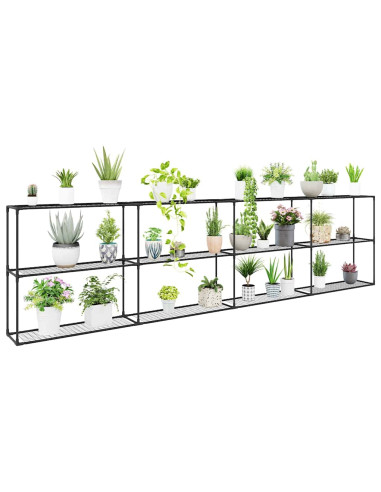 Supporto per piante a 3 livelli Nero 400 x 32 x 104 cm Acciaio