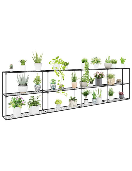 Supporto per piante a 3 livelli Nero 400 x 32 x 104 cm Acciaio