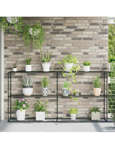 Supporto per piante a 3 livelli Nero 400 x 32 x 104 cm Acciaio