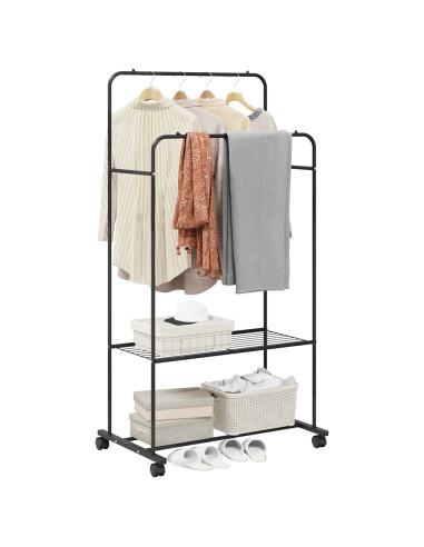 Stendibiancheria con lo scaffale Nero 80 x 53 x 156 cm