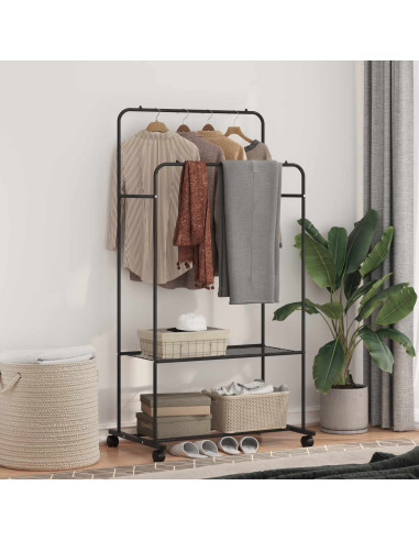 Stendibiancheria con lo scaffale Nero 80 x 53 x 156 cm