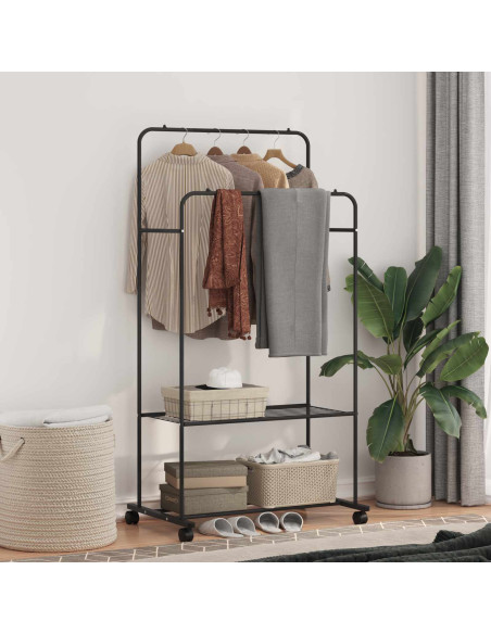 Stendibiancheria con lo scaffale Nero 80 x 53 x 156 cm