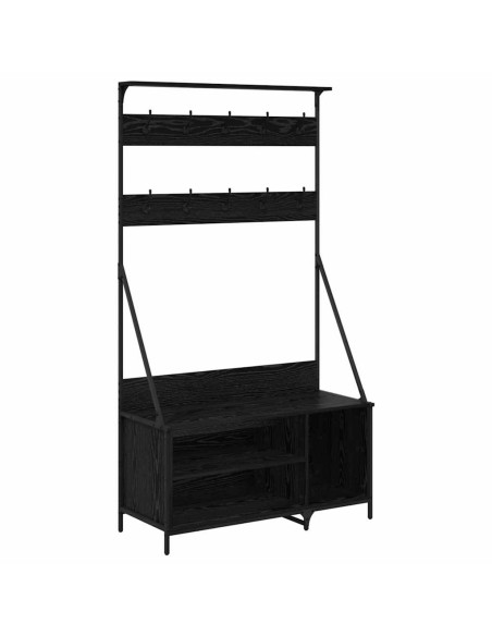 Stendibiancheria con lo scaffale Rovere Nero 100 x 41 x 184 cm