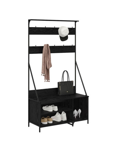 Stendibiancheria con lo scaffale Rovere Nero 100 x 41 x 184 cm