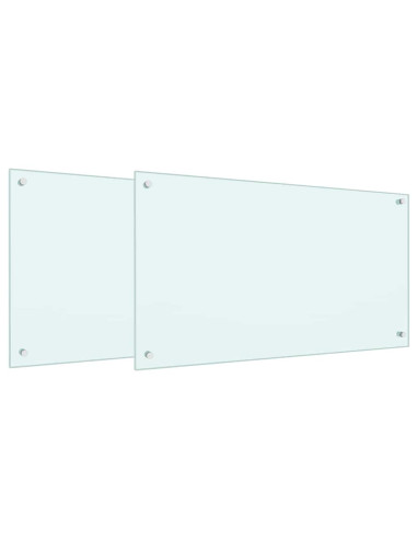 Rivestimento da Cucina 2 pcs Bianco 90 x 50 cm vetro temperato