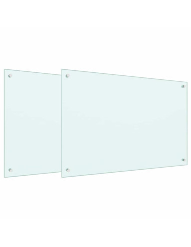 Rivestimento da Cucina 2 pcs Bianco 90 x 60 cm vetro temperato