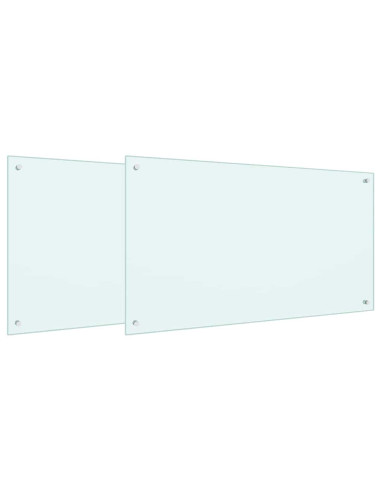 Rivestimento da Cucina 2 pcs Bianco 100 x 60 cm vetro temperato