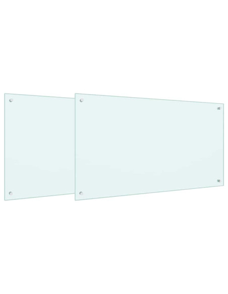 Rivestimento da Cucina 2 pcs Bianco 100 x 60 cm vetro temperato