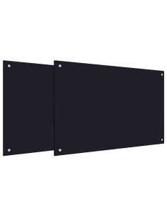 Rivestimento da Cucina 2 pcs Nero 90 x 60 cm vetro temperato 2