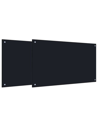 Rivestimento da Cucina 2 pcs Nero 100 x 60 cm vetro temperato