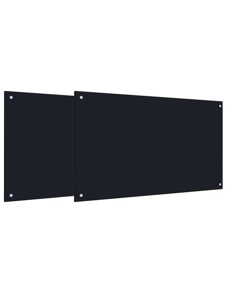 Rivestimento da Cucina 2 pcs Nero 100 x 60 cm vetro temperato