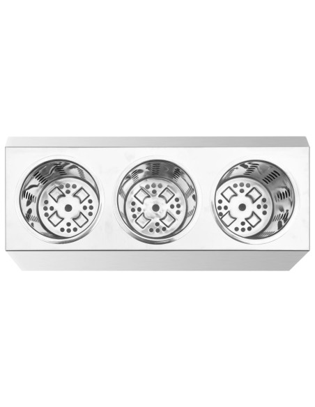 Portaposate con 3 Inserti Rettangolare in Acciaio Inox