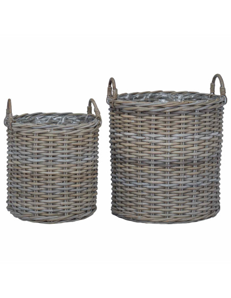 Cestino per piante con archiviazione 2 pcs Grigio Rattan Lacak