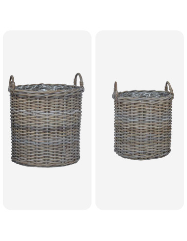 Cestino per piante con archiviazione 2 pcs Grigio Rattan Lacak