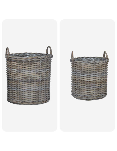 Cestino per piante con archiviazione 2 pcs Grigio Rattan Lacak