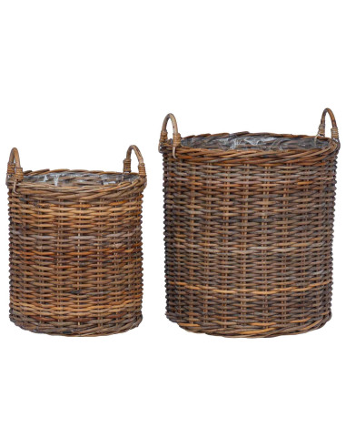 Cestino per piante con archiviazione 2 pcs Marrone Rattan Lacak