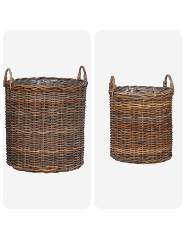 Cestino per piante con archiviazione 2 pcs Marrone Rattan Lacak