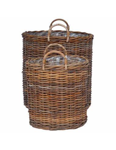 Cestino per piante con archiviazione 2 pcs Marrone Rattan Lacak